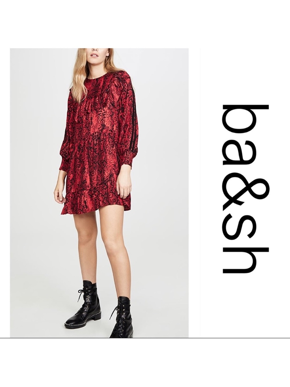 ba&sh Sym Snake Print Dress Red Size Small